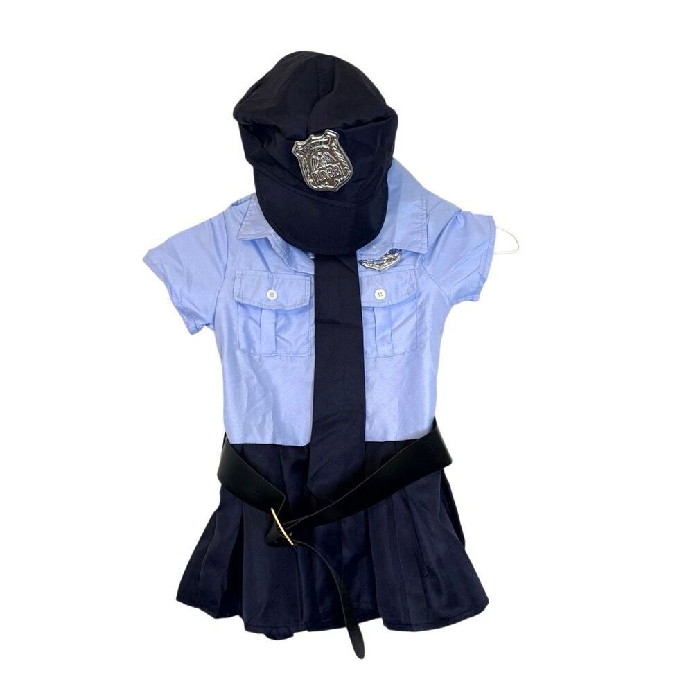 NWT Police Officer Career Belted Dress Blue Navy Costume Set Toddler XS Girl